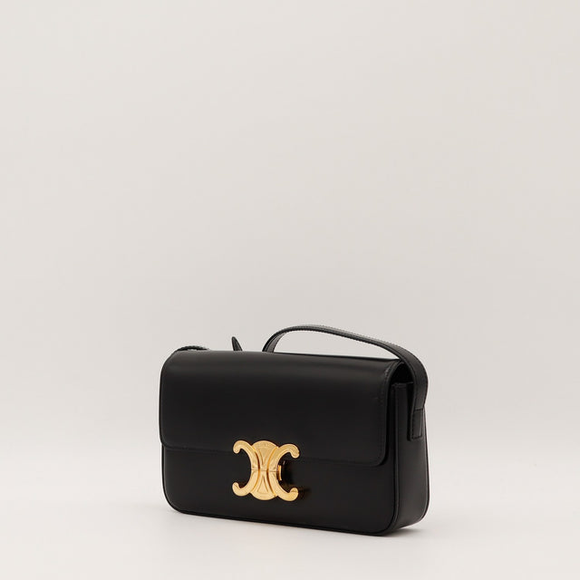 Sac Céline Triomphe cuir noir vue trois quarts occasion authentique — AMANA Vintage