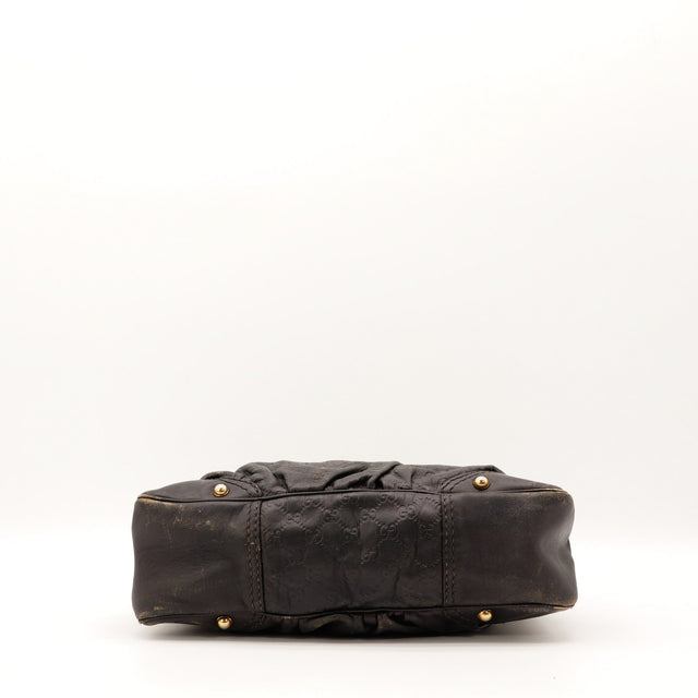 Vue du dessus Gucci Hobo Jockey Guccissima marron foncé occasion authentique — AMANA Vintage