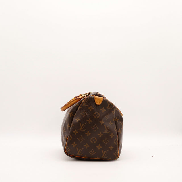 Louis Vuitton Speedy 30 vue de côté droit profil Toile Monogram — AMANA Vintage