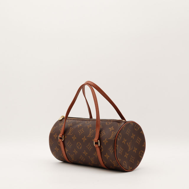 Louis Vuitton Papillon 30 anses cuir cognac vue trois quarts occasion authentique — AMANA Vintage