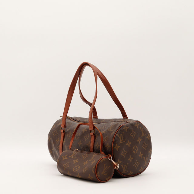 Louis Vuitton Papillon 30 toile Monogram vue trois-quarts avec pochette satellite — AMANA Vintage