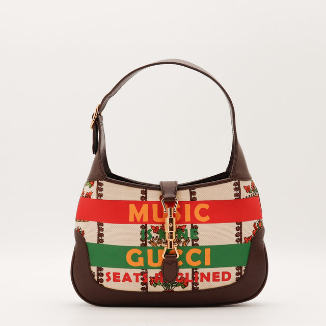 Sac Gucci Jackie 1961 Music Is Mine toile imprimée vue de face occasion authentique — AMANA Vintage