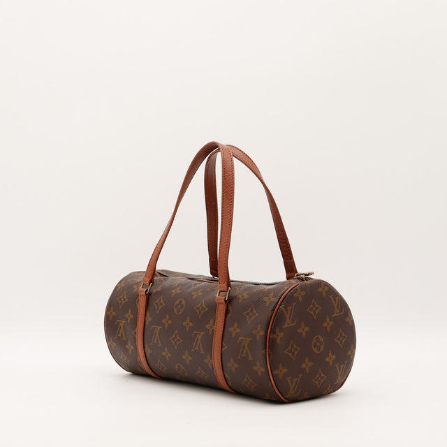 Louis Vuitton Papillon 30 vue de trois quarts anses cuir occasion authentique — AMANA Vintage