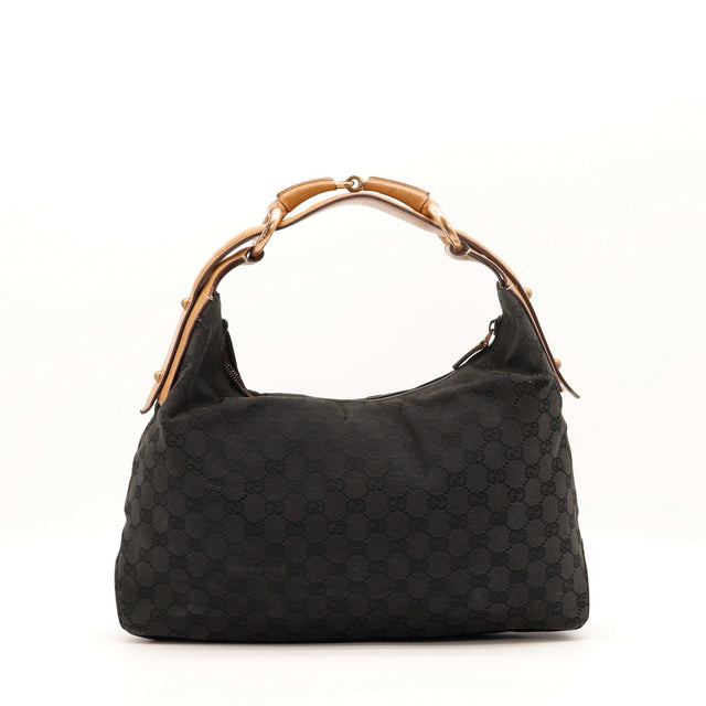 Sac Gucci Hobo Horsebit toile noire vue arrière occasion authentique — AMANA Vintage