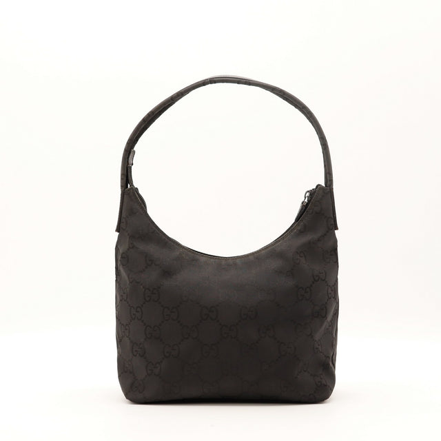 Sac Gucci Hobo nylon monogrammé noir vue arrière occasion authentique — AMANA Vintage
