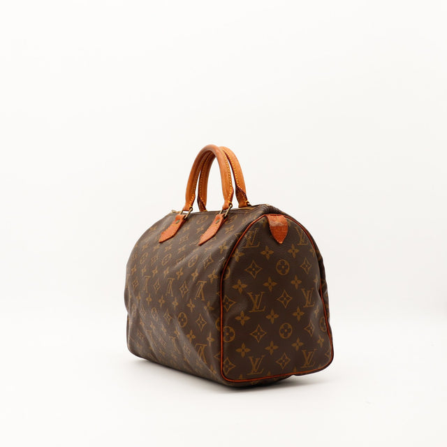 Louis Vuitton Speedy 30 vue de trois quarts gauche toile Monogram occasion — AMANA Vintage