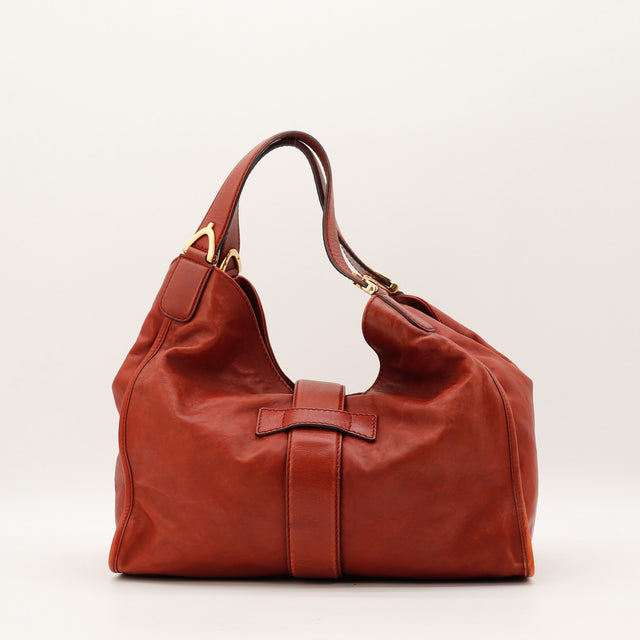 Sac Gucci Hobo Stirrup cuir rouge vue arrière occasion authentique — AMANA Vintage