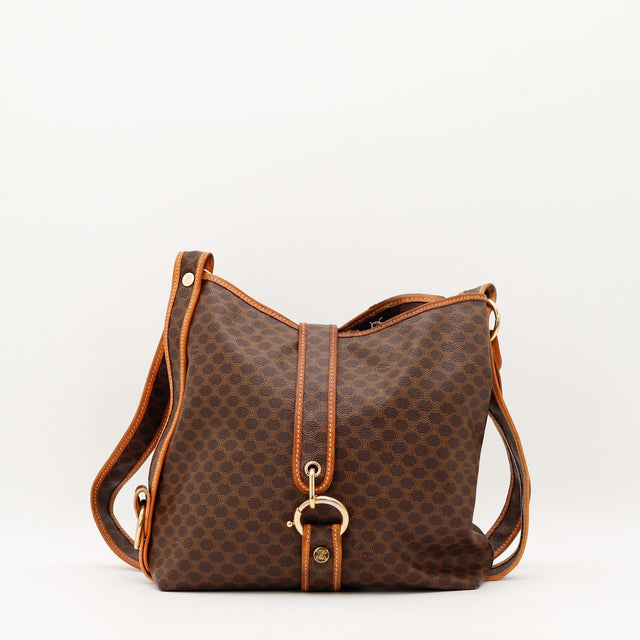 Vue de face Céline Hobo Macadam toile Macadam marron occasion authentique — AMANA Vintage