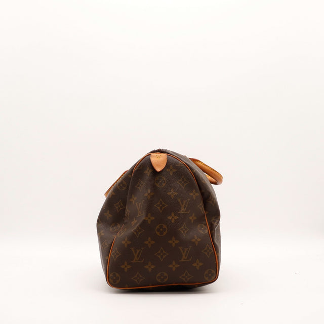 Vue de face Louis Vuitton Speedy 35 anses vachette caramel — AMANA Vintage