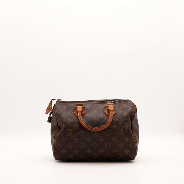 Vue de face Louis Vuitton Speedy 25 toile Monogram sac retourné anses visibles — AMANA Vintage