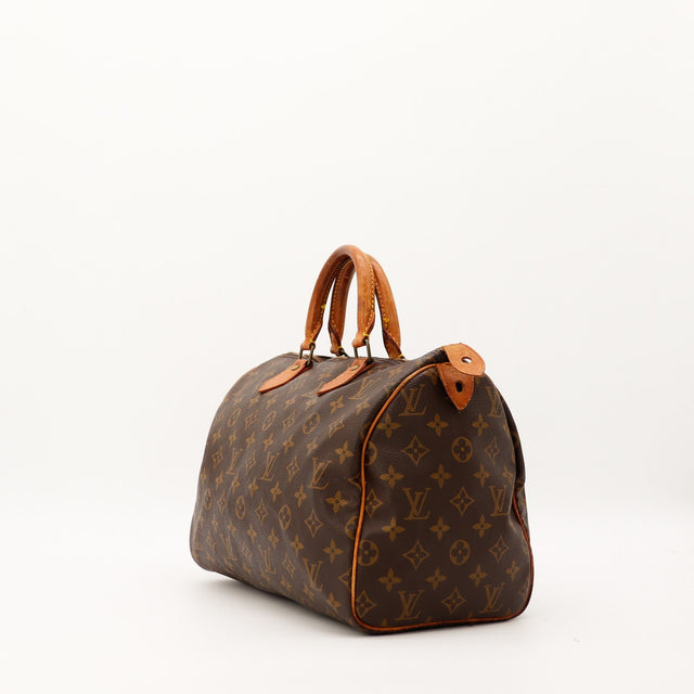 Louis Vuitton Speedy 30 vue de trois quarts gauche toile Monogram occasion — AMANA Vintage