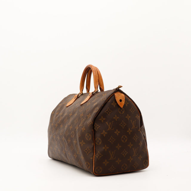Sac Louis Vuitton Speedy 35 vue de trois quarts droite toile Monogram — AMANA Vintage