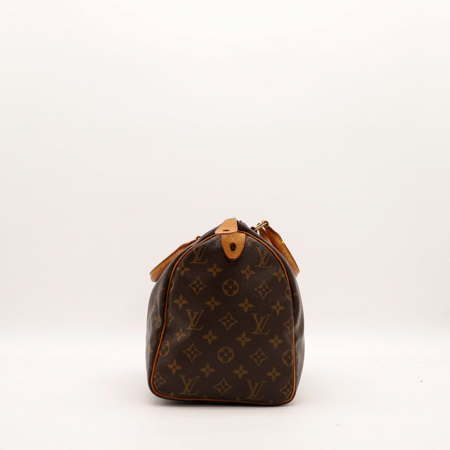 Profil Louis Vuitton Speedy 30 toile Monogramme cuir vachette patine caramel — AMANA Vintage