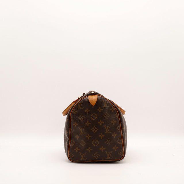 Louis Vuitton Speedy 30 profil opposé toile Monogramme cuir vachette — AMANA Vintage
