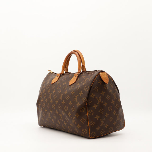 Vue trois quarts arriere Louis Vuitton Speedy 35 toile Monogram — AMANA Vintage