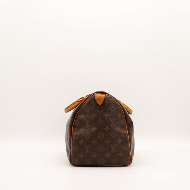 Vue de profil droit Louis Vuitton Speedy 35 toile Monogram — AMANA Vintage