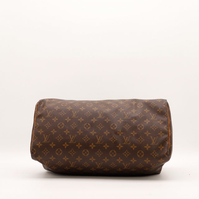 Intérieur Louis Vuitton Speedy 40 doublure textile marron et poche vachette — AMANA Vintage