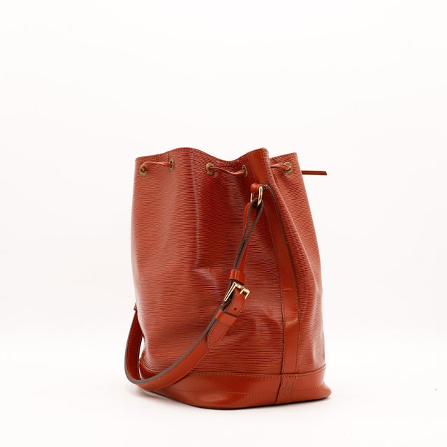 Vue de trois quarts gauche Louis Vuitton Noé Épi Marron — AMANA Vintage