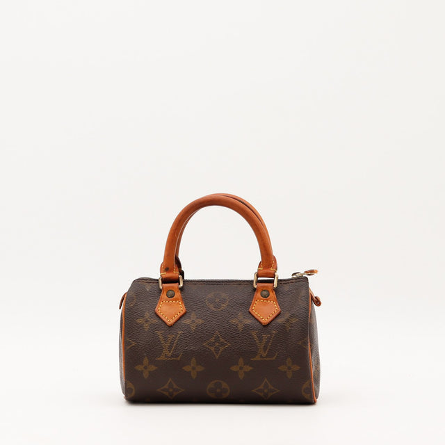 Vue de face Louis Vuitton Mini Speedy Toile Monogramme occasion authentique — AMANA Vintage