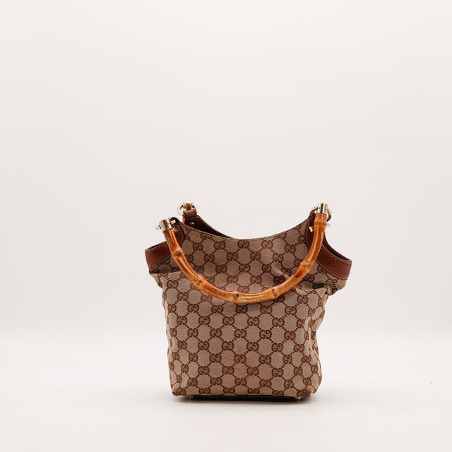 Vue arrière Tote Bag Bambou Gucci toile monogrammée beige marron — AMANA Vintage