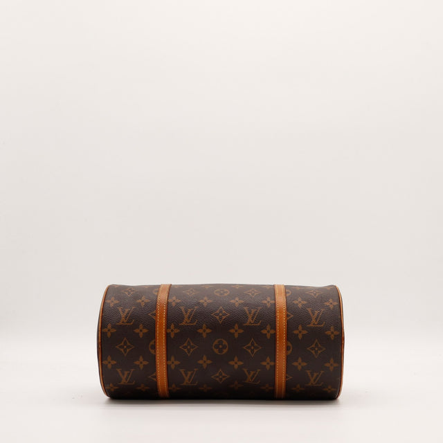 Vue de dessous Louis Vuitton Papillon 30 toile Monogram cuir vachette — AMANA Vintage