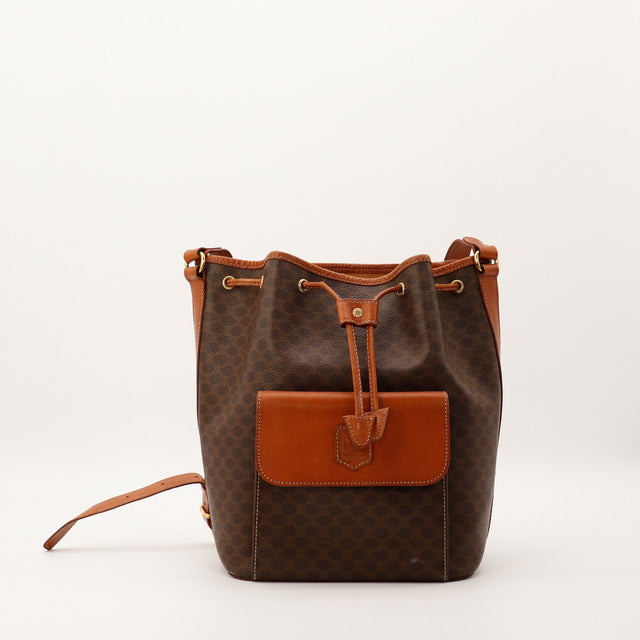 Sac seau Celine Macadam toile monogramme vue de face occasion authentique — AMANA Vintage