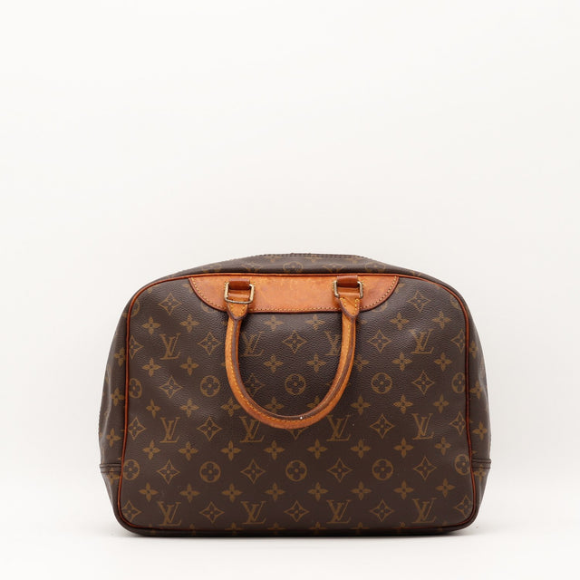 Détail des anses Louis Vuitton Deauville cuir vachette caramel occasion authentique — AMANA Vintage