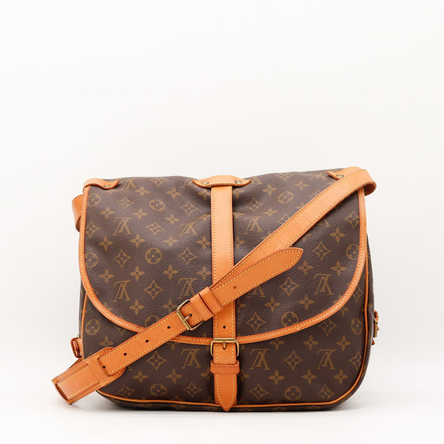 Vue d'ensemble sac Louis Vuitton Saumur 35 Toile Monogramme occasion authentique — AMANA Vintage