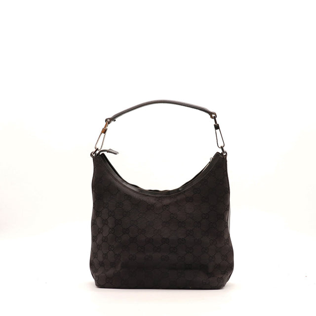 Hobo Gucci toile monogrammée noire vue de face occasion authentique — AMANA Vintage