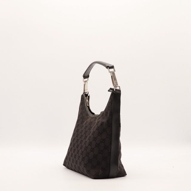 Hobo Gucci noir vue de trois quarts côté droit — AMANA Vintage