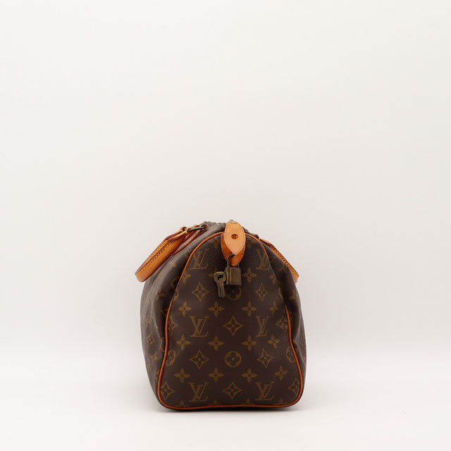 Sac Louis Vuitton Speedy 30 vue de côté avec cadenas — AMANA Vintage