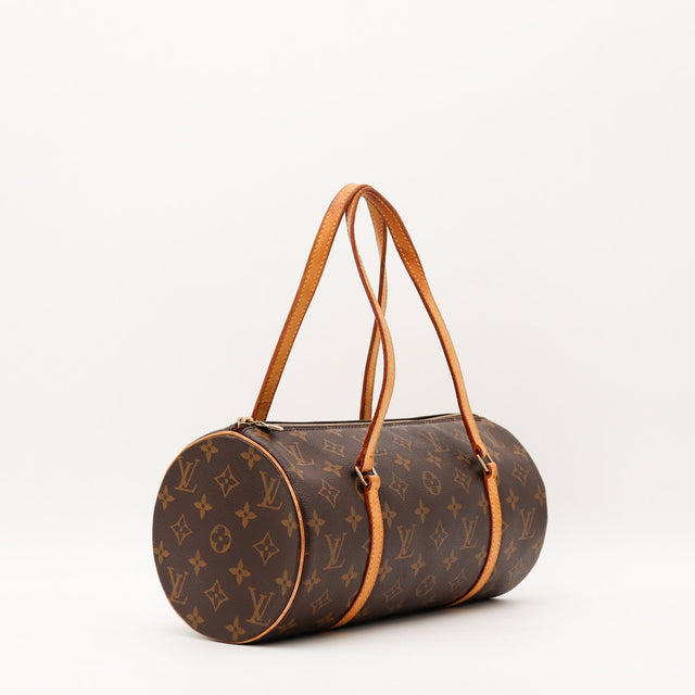 Détail des anses Louis Vuitton Papillon 30 cuir vachette occasion authentique — AMANA Vintage