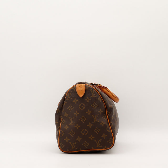 Sac Louis Vuitton Speedy 30 profil latéral toile enduite — AMANA Vintage