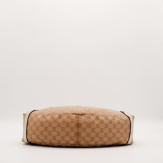 Hobo Gucci vue du fond toile monogrammée beige — AMANA Vintage