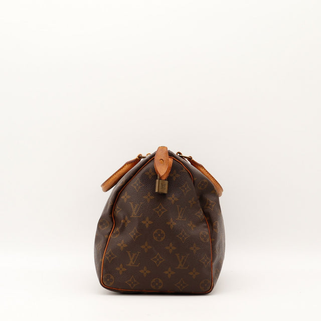 Sac Louis Vuitton Speedy 35 vue de profil toile Monogramme — AMANA Vintage