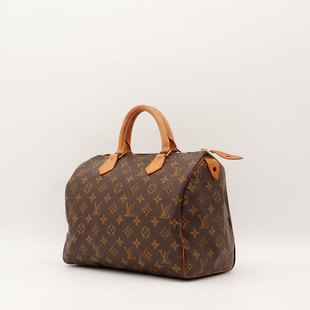 Sac Louis Vuitton Speedy 35 vue trois quarts toile Monogramme occasion authentique — AMANA Vintage