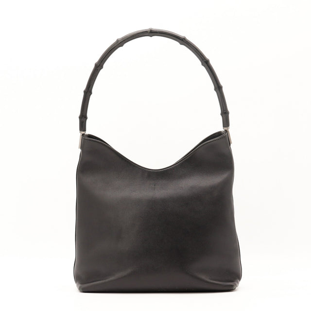 Vue de profil Gucci Hobo Bambou cuir lisse noir occasion authentique — AMANA Vintage
