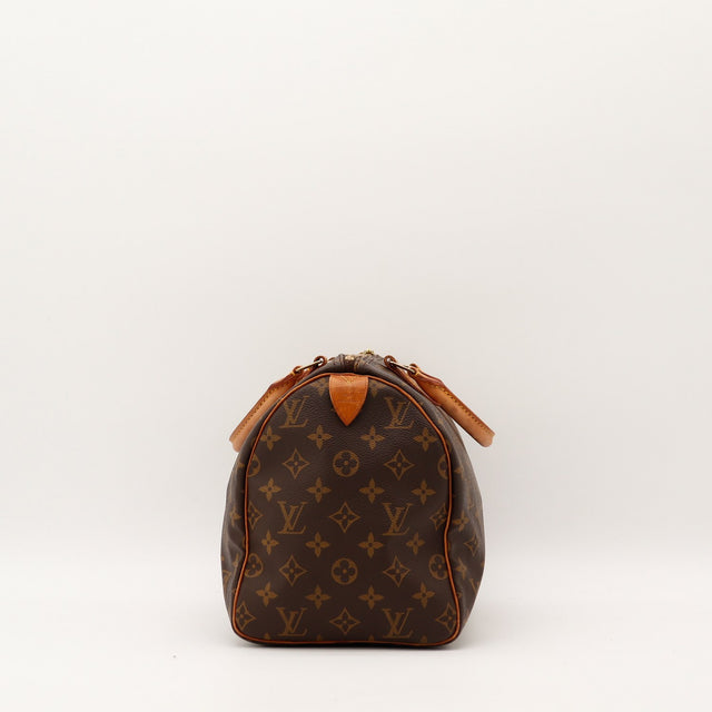 Second côté du sac Louis Vuitton Speedy 35 avec languette cadenas — AMANA Vintage