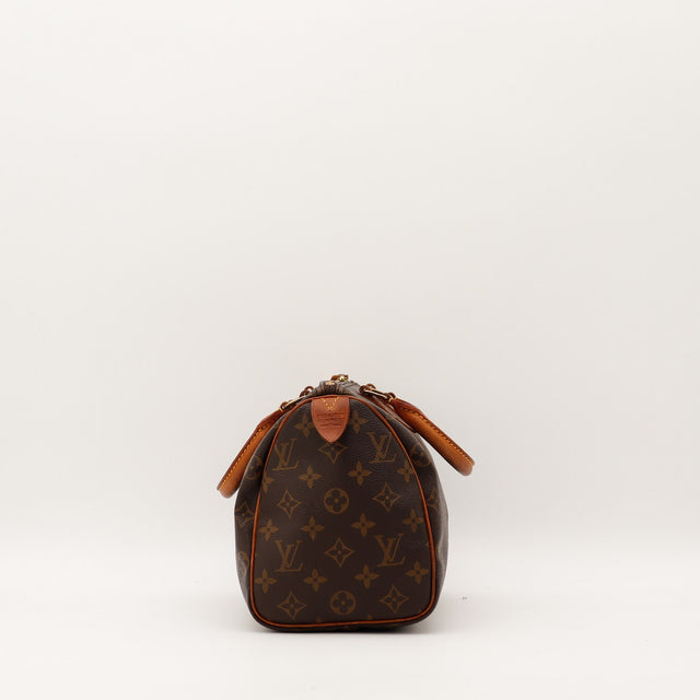 Sac Louis Vuitton Speedy 25 vue latérale étiquette cuir — AMANA Vintage