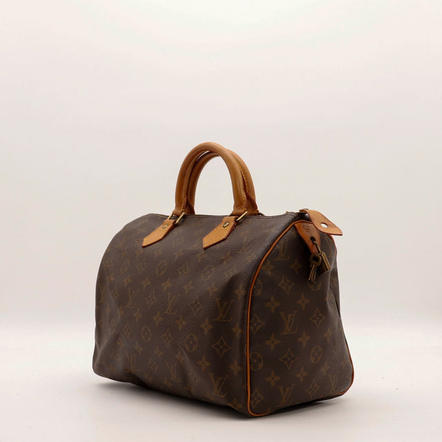 Louis Vuitton Speedy 30 vue trois-quarts angle gauche toile Monogramme — AMANA Vintage