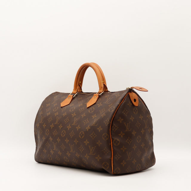 Sac Louis Vuitton Speedy 35 vue trois quarts toile Monogramme occasion authentique — AMANA Vintage