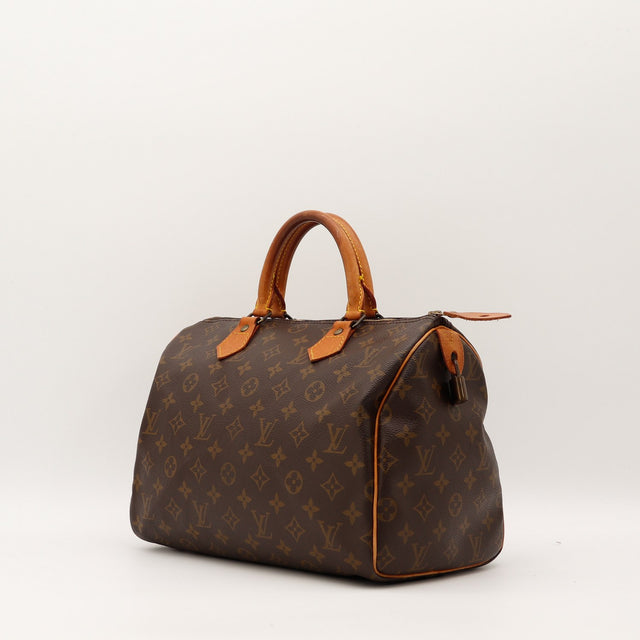 Sac Louis Vuitton Speedy 30 vue trois quarts toile Monogramme occasion authentique — AMANA Vintage