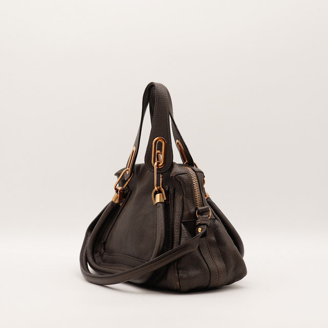 Sac Chloé Paraty vue de trois quarts cuir marron occasion authentique — AMANA Vintage