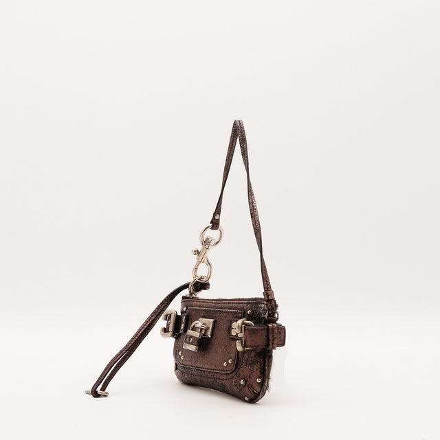Pochette Chloé Paddington vue trois quarts cuir bronze occasion authentique — AMANA Vintage