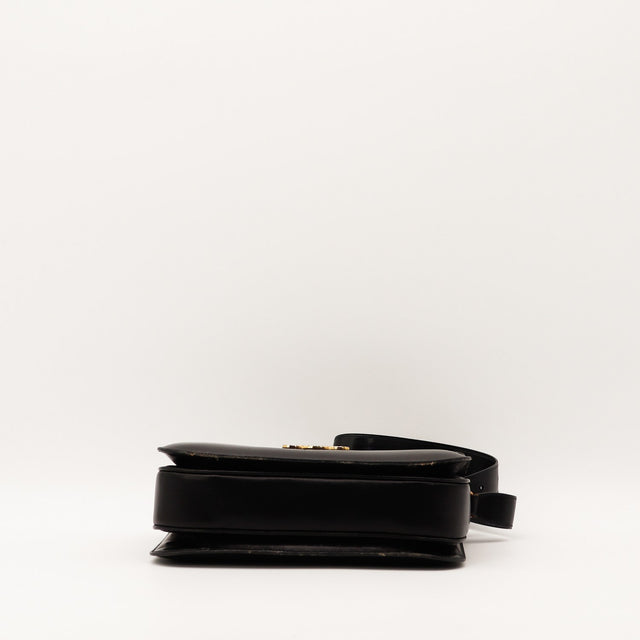 Sac Céline Triomphe cuir noir vue du dessus occasion authentique — AMANA Vintage