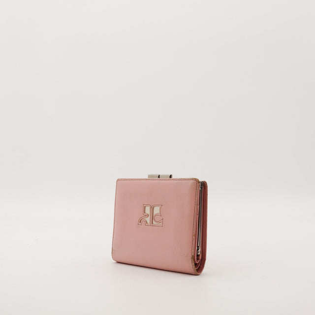 Portefeuille Courrèges marron vue de trois quarts face — AMANA Vintage