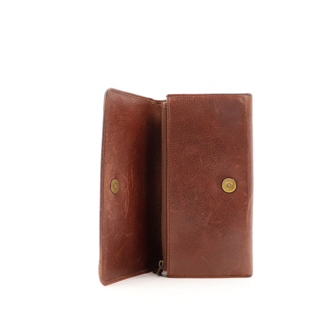 Detail interieur portefeuille Balenciaga Money cuir marron ouvert — AMANA Vintage