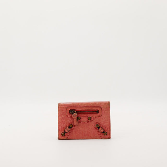 Portefeuille Balenciaga City cuir agneau bordeaux vue de face occasion authentique — AMANA Vintage