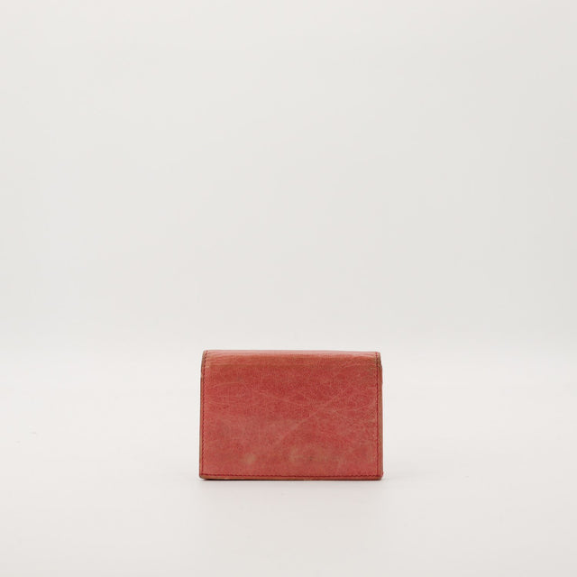 Face arriere portefeuille Balenciaga City cuir bordeaux frottements visibles — AMANA Vintage
