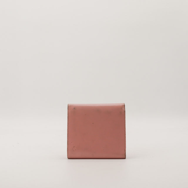 Portefeuille Courrèges vue de dos cuir lisse rose virage couleur occasion — AMANA Vintage